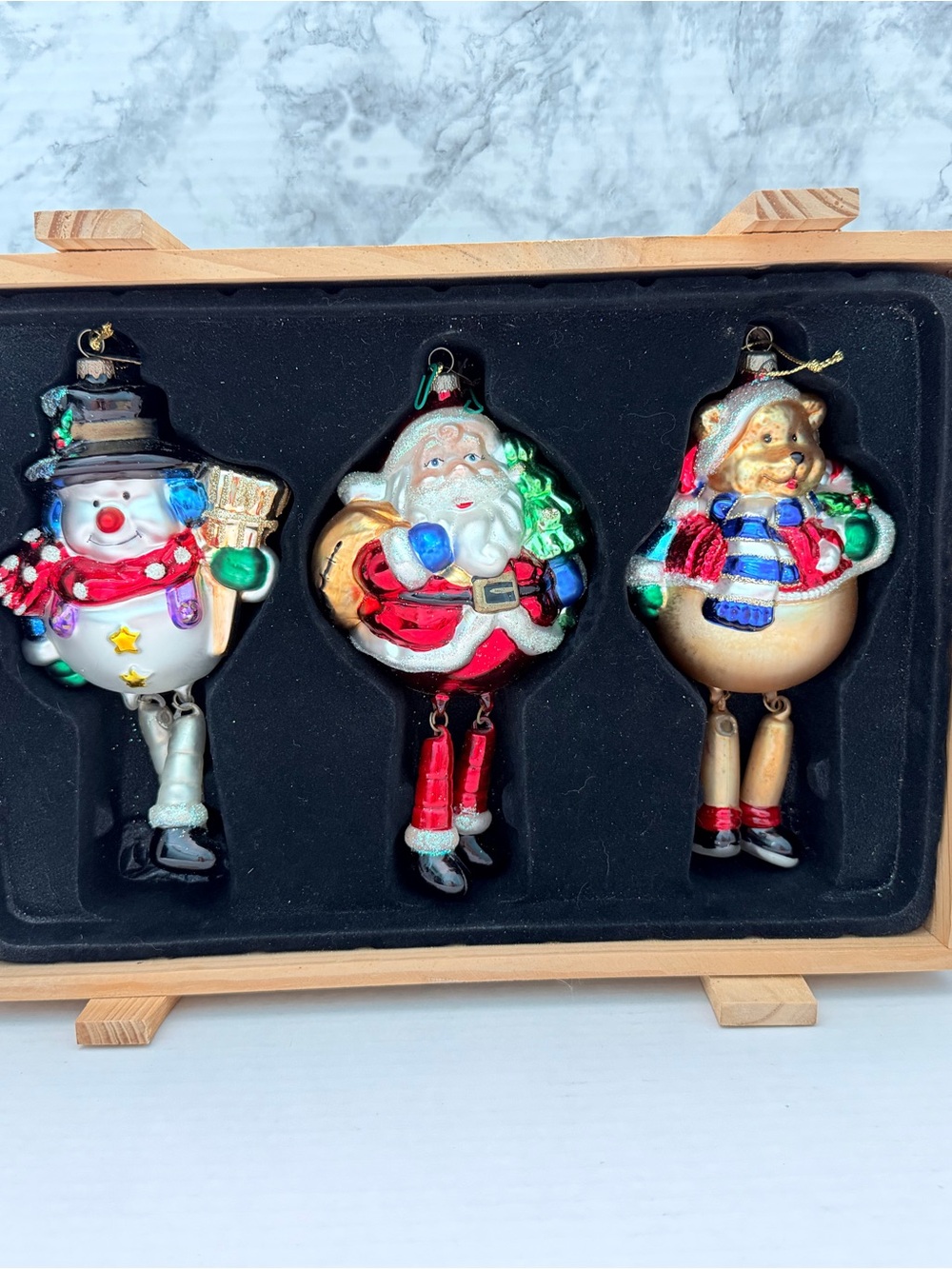Thomas Pacconi Museum Series Glass Ornament Set - Santa, Snowman, and Bear